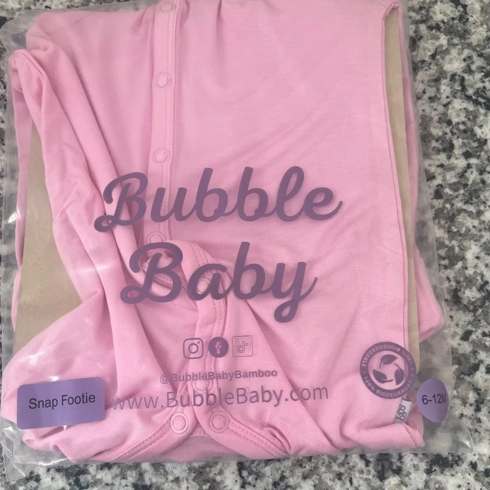 Snap baby footie pajamas, bamboo girl pajamas, 6-12 month pajamas - Picture 4 of 4